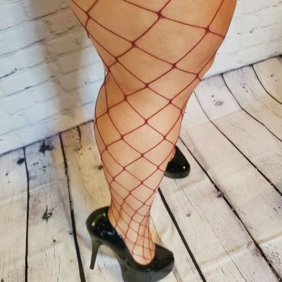 PLUS SIZE Diamond Fishnet Tights Pantyhose #187 BLACK Nylons Large Net Big Tall